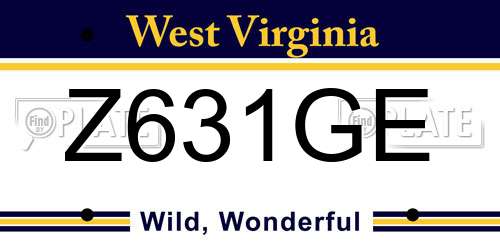 Z631GE West Virginia License Plate