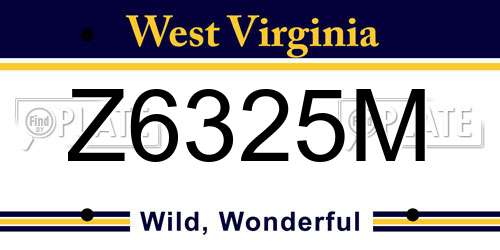 Z6325M West Virginia License Plate