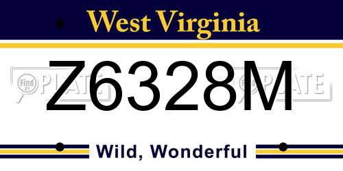 Z6328M West Virginia License Plate