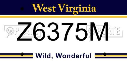 Z6375M West Virginia License Plate