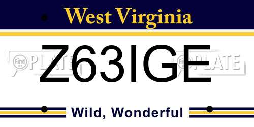 Z63IGE West Virginia License Plate