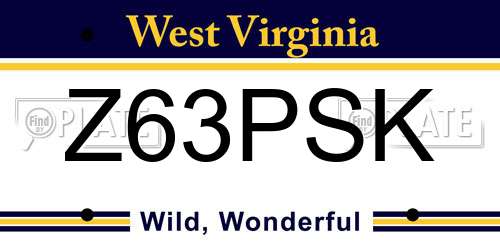 Z63PSK West Virginia License Plate