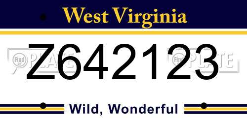 Z642123 West Virginia License Plate
