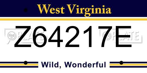 Z64217E West Virginia License Plate