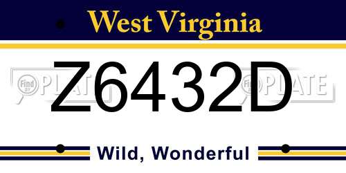 Z6432D West Virginia License Plate