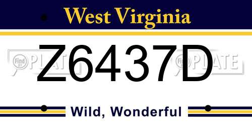 Z6437D West Virginia License Plate
