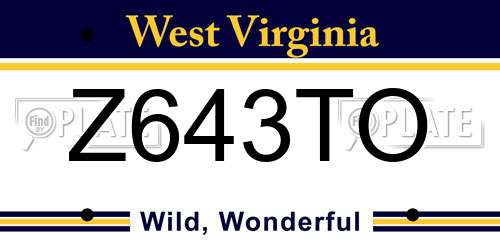 Z643TO West Virginia License Plate