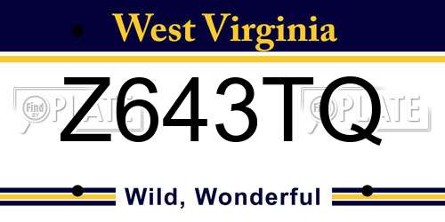 Z643TQ West Virginia License Plate
