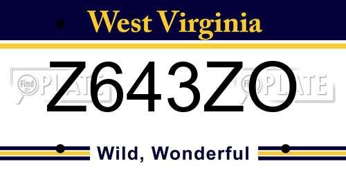 Z643ZO West Virginia License Plate