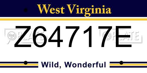 Z64717E West Virginia License Plate