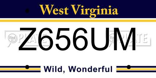 Z656UM West Virginia License Plate