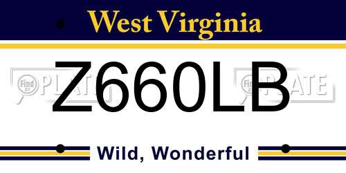 Z660LB West Virginia License Plate