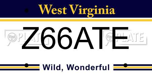 Z66ATE West Virginia License Plate
