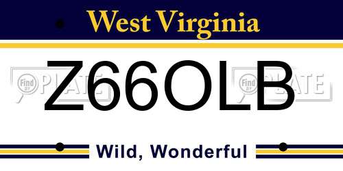Z66OLB West Virginia License Plate