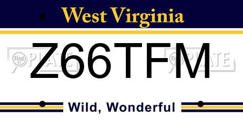 Z66TFM West Virginia License Plate