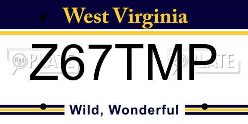 Z67TMP West Virginia License Plate