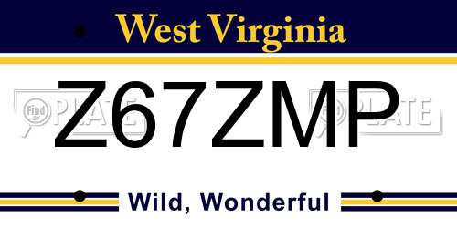 Z67ZMP West Virginia License Plate