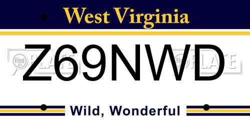 Z69NWD West Virginia License Plate