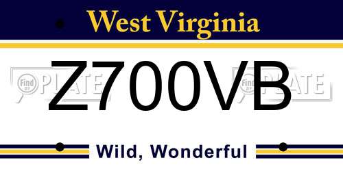 Z700VB West Virginia License Plate
