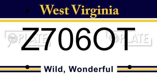 Z706OT West Virginia License Plate