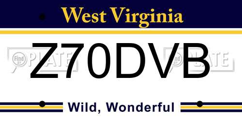 Z70DVB West Virginia License Plate
