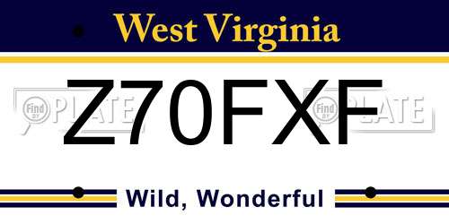 Z70FXF West Virginia License Plate