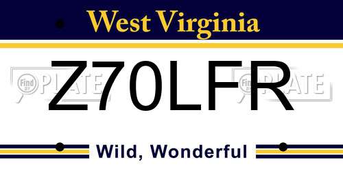 Z70LFR West Virginia License Plate