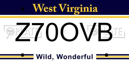Z70OVB West Virginia License Plate