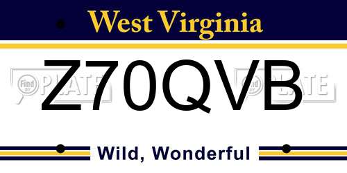 Z70QVB West Virginia License Plate