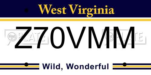 Z70VMM West Virginia License Plate