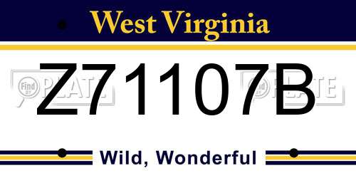 Z71107B West Virginia License Plate