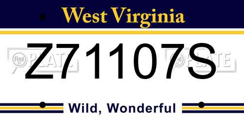 Z71107S West Virginia License Plate