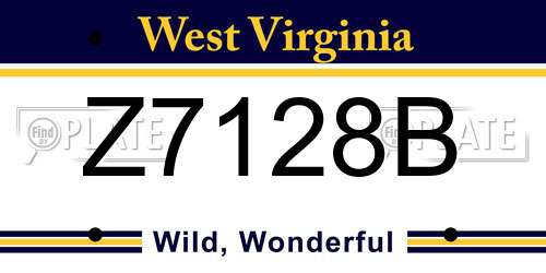 Z7128B West Virginia License Plate