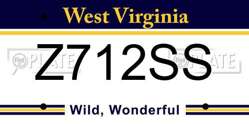 Z712SS West Virginia License Plate