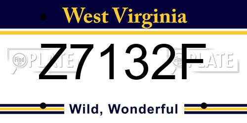 Z7132F West Virginia License Plate