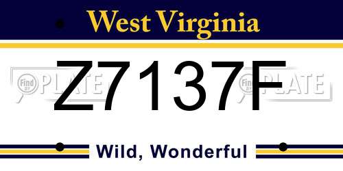 Z7137F West Virginia License Plate