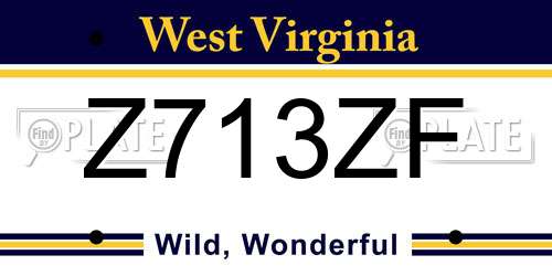 Z713ZF West Virginia License Plate