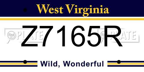 Z7165R West Virginia License Plate