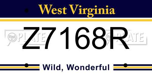 Z7168R West Virginia License Plate