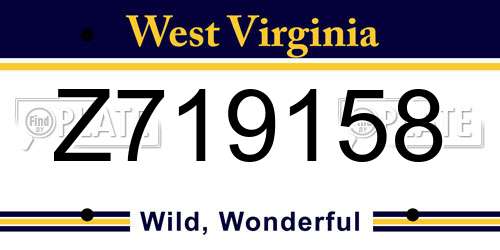Z719158 West Virginia License Plate
