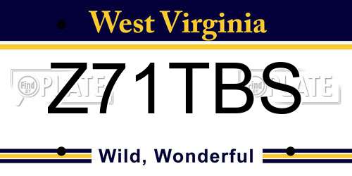 Z71TBS West Virginia License Plate