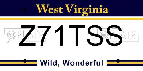 Z71TSS West Virginia License Plate