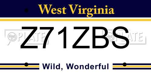 Z71ZBS West Virginia License Plate