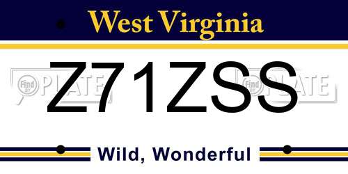 Z71ZSS West Virginia License Plate