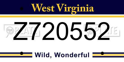 Z720552 West Virginia License Plate
