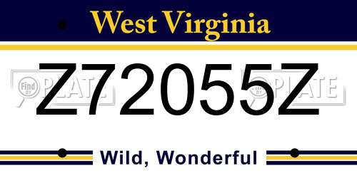 Z72055Z West Virginia License Plate