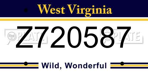 Z720587 West Virginia License Plate