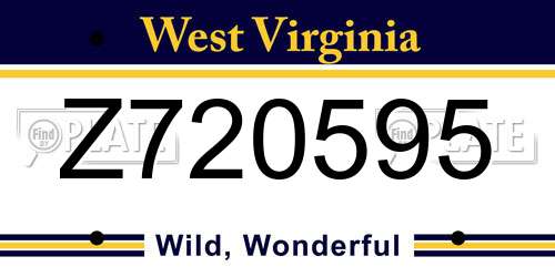 Z720595 West Virginia License Plate