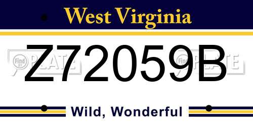 Z72059B West Virginia License Plate