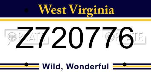 Z720776 West Virginia License Plate